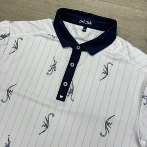 Bad Birdie Striped Monkey Climbing Polo Men's Sz L Golf Casual